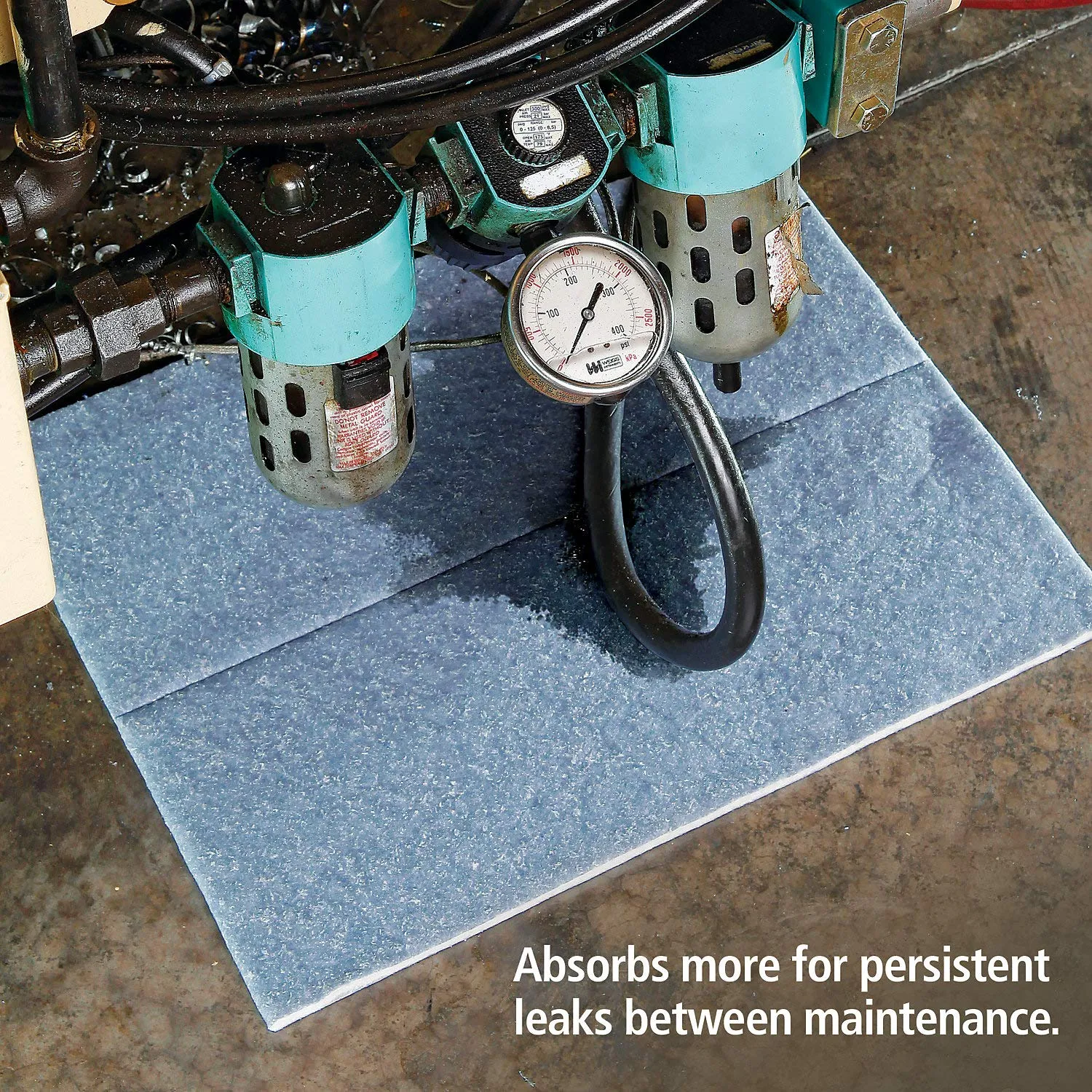 PIG Absorbent Mat Pads | 100 Oil Spill Mats | 15" x 19" Perforated Pads | Each Pad Absorbs 30 oz | Total Absorbency is 24 Gallons | Heavyweight | PMB30123