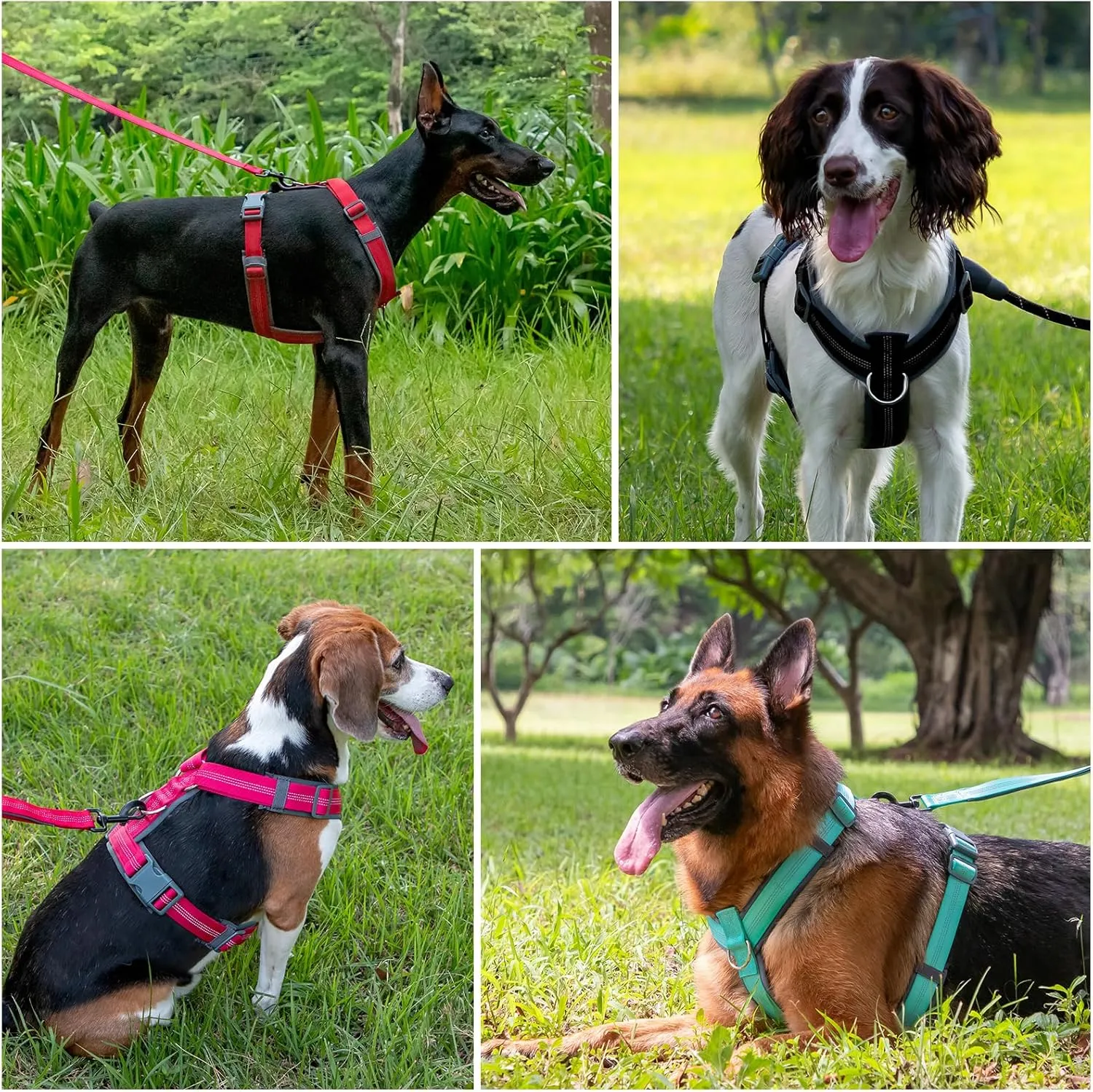 Plutus Pet No Pull Dog Harness, Adjustable Nylon Harness with Soft Padding, Reflective and Heavy Duty Dog Harness for Small, Medium, Large Dogs(Beige, L)