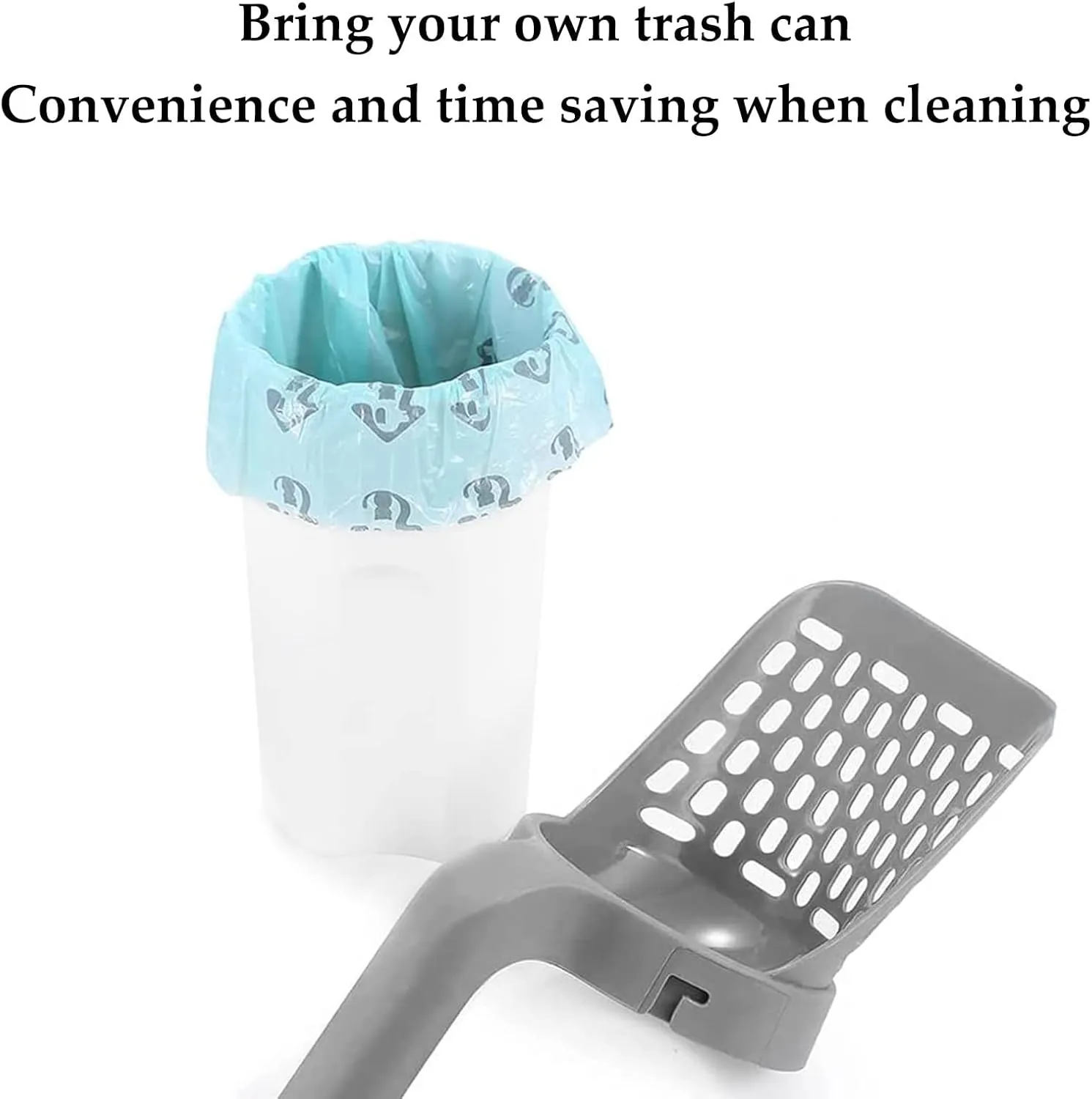 Pooper Scooper for Cat, Cat Litter Scoop with Bags, Integrated Detachable Deep Shovel Holder, Large Capacity Portable