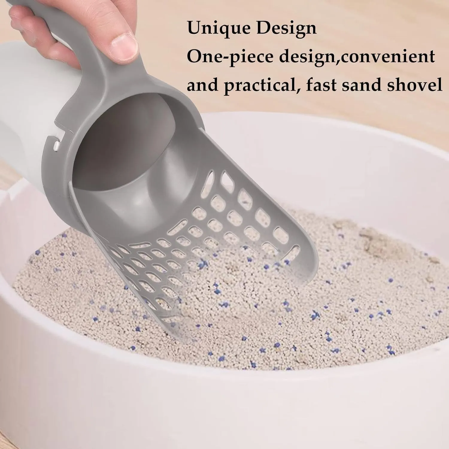 Pooper Scooper for Cat, Cat Litter Scoop with Bags, Integrated Detachable Deep Shovel Holder, Large Capacity Portable