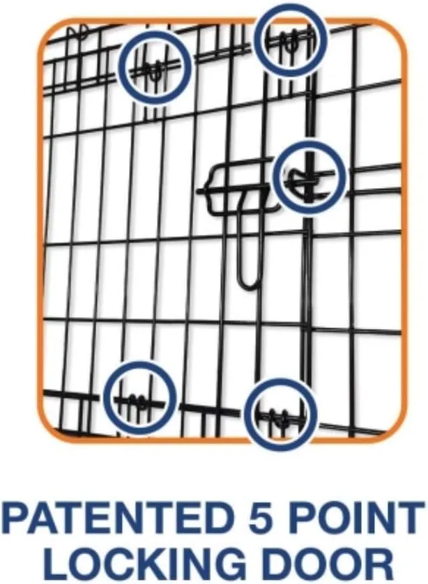 Precision Pet Products Two Door Great Crate Wire Dog Crate, 36 Inch, For Pets 50-70 lbs, With 5-Point Locking System