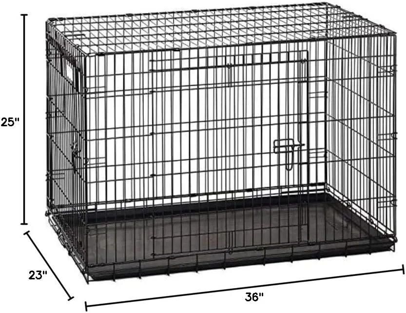 Precision Pet Products Two Door Great Crate Wire Dog Crate, 36 Inch, For Pets 50-70 lbs, With 5-Point Locking System