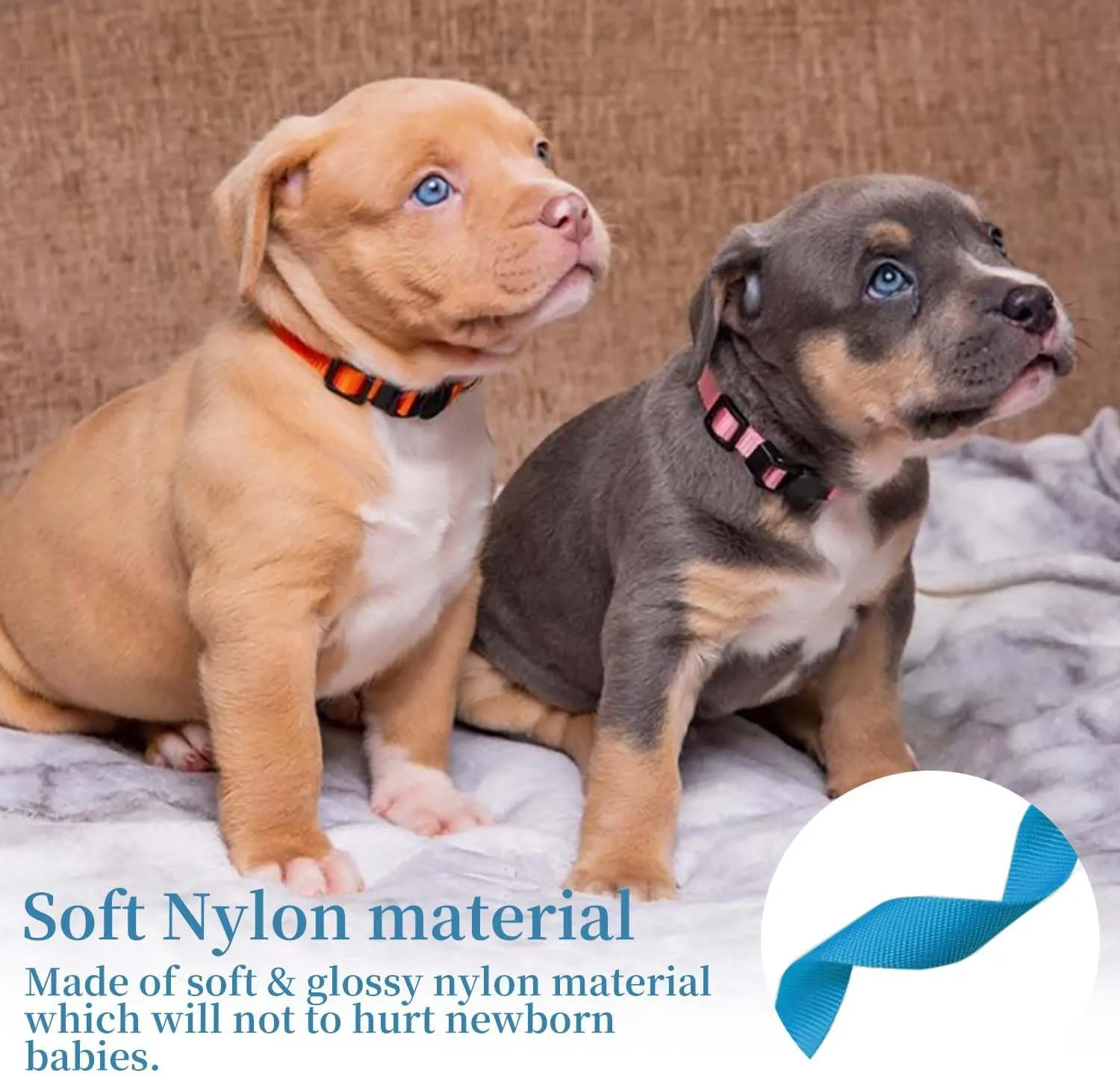 Puppy ID Collar - Identification Adjustable Collars for Newborn Dog Cat, Super Soft Nylon Safety Puppy Whelping Litter Collars for Small Dogs and Puppies (Release Buckle/S)