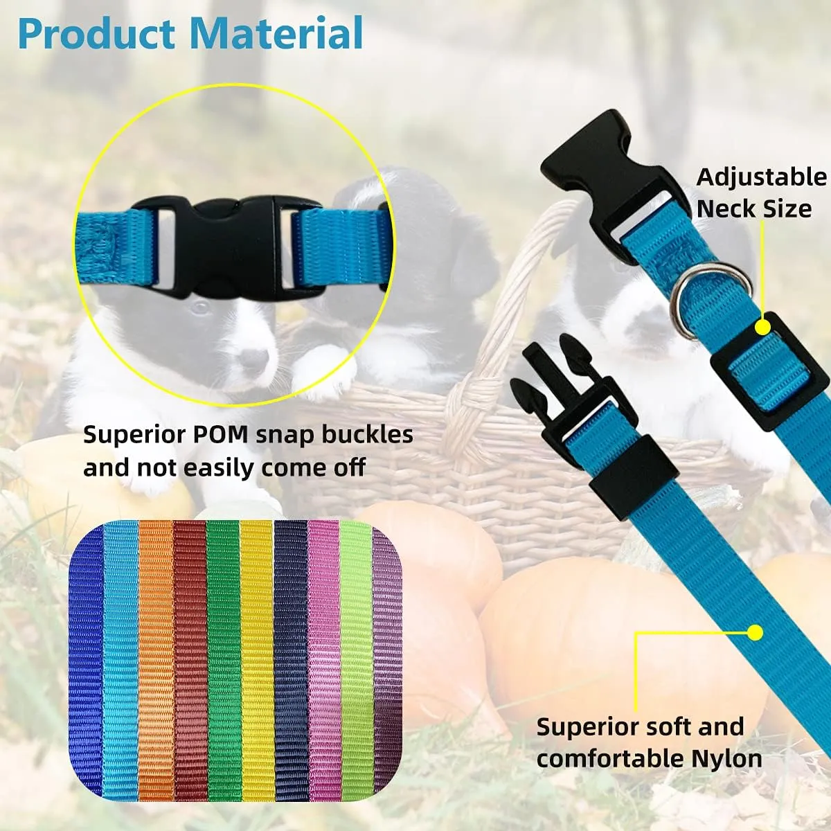 Puppy ID Collar - Identification Adjustable Collars for Newborn Dog Cat, Super Soft Nylon Safety Puppy Whelping Litter Collars for Small Dogs and Puppies (Release Buckle/S)