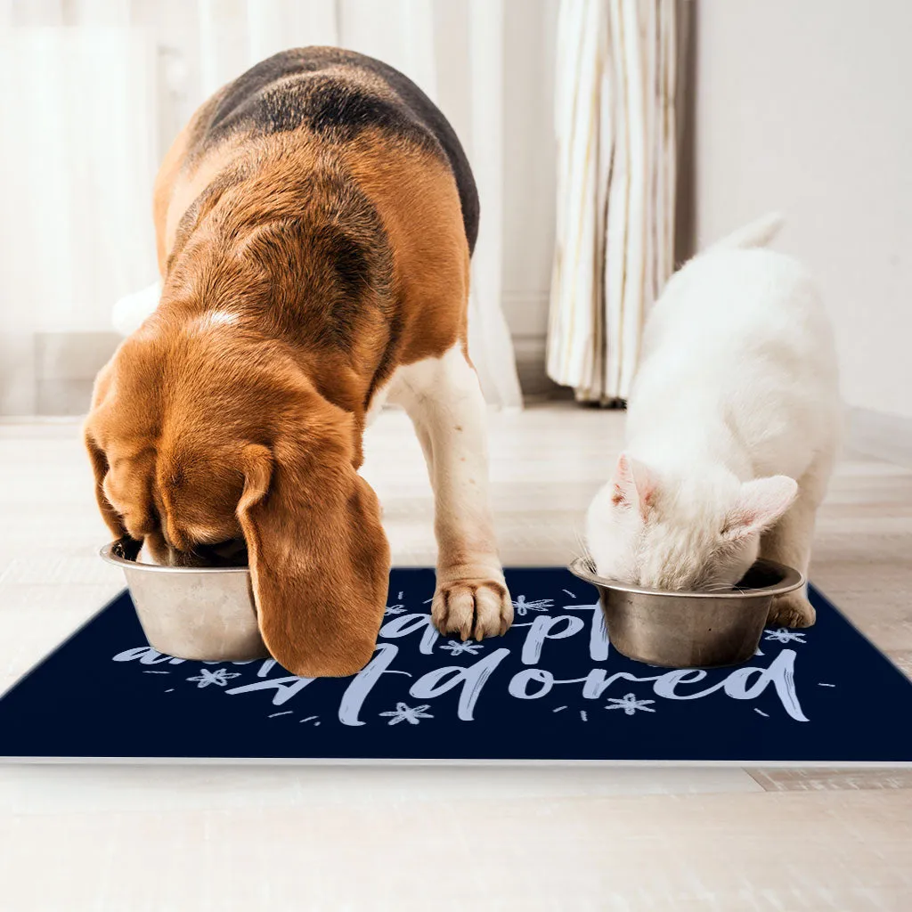 "Adopted and Adored" Anti-Slip, Pet Feeding Food Mat