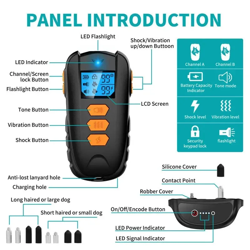 Rechargeable Waterproof Dog Training Collar with Remote Control - Electric Pet Collar