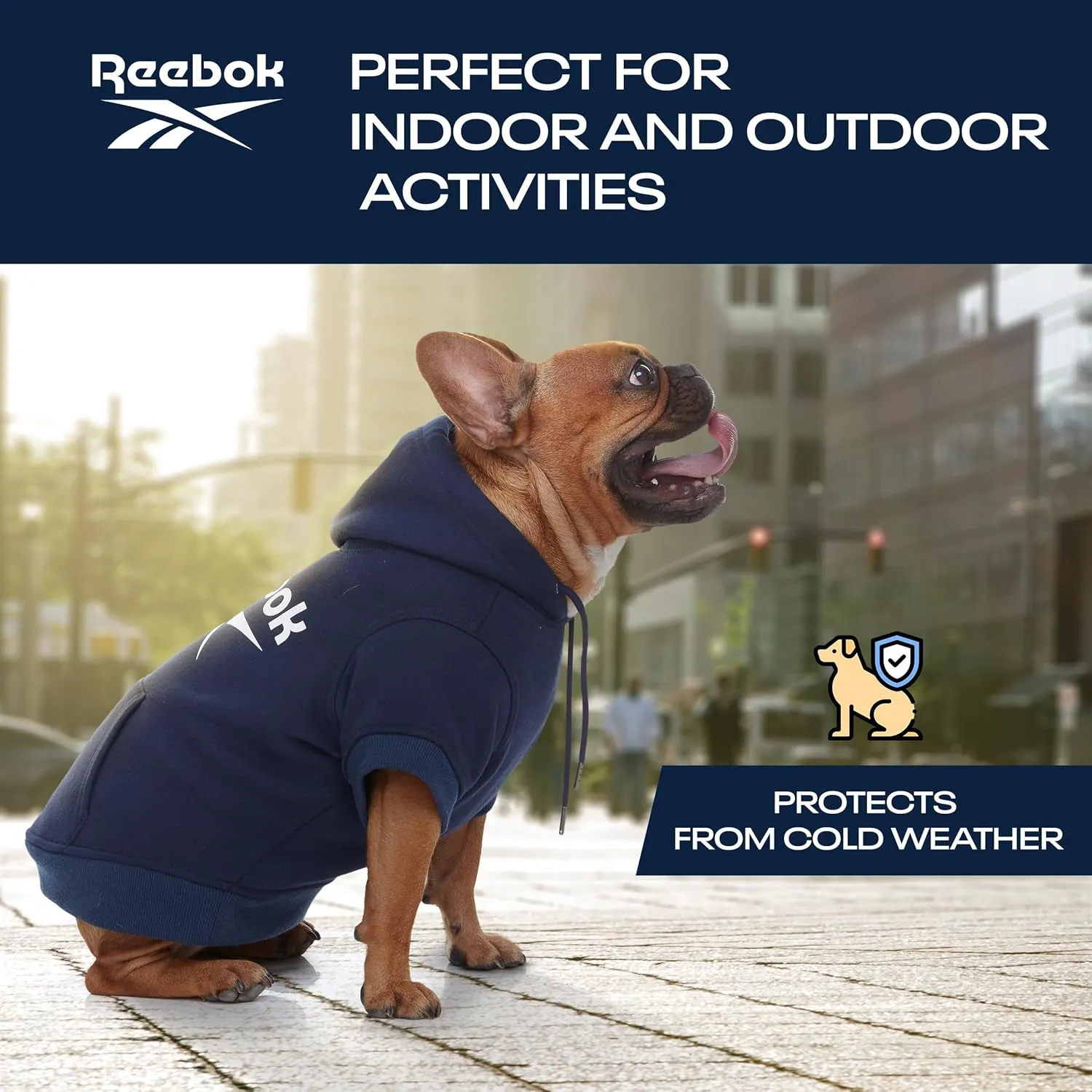 Reebok Dog Hoodie  Fleece Dog Sweater with Leash Hole, Cold Winter Dog Sweatshirt for Small Medium and Large Dogs, Premium Dog Fall Sweater Pullover Hoodie, Cozy Warm Perfect Dog Christmas Outfit
