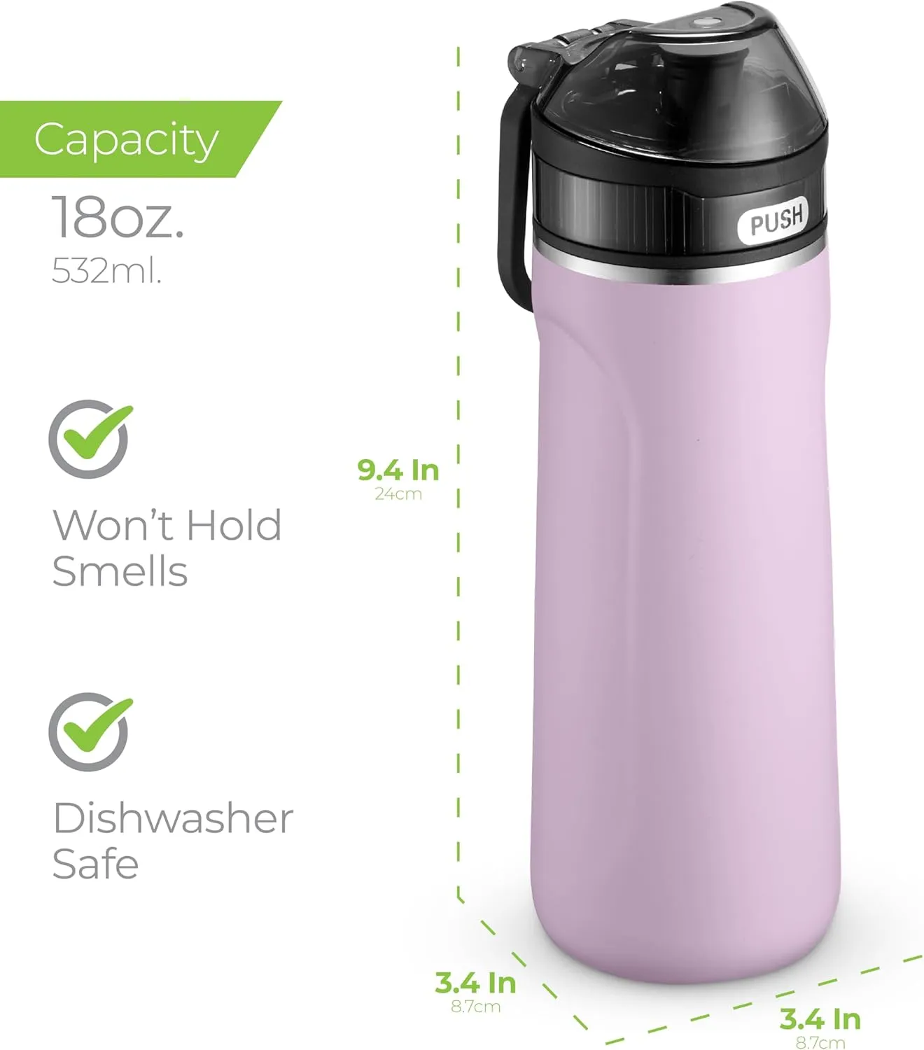 SipX Triple-Insulated Stainless Steel Water Bottle - 18oz. With Straw Lid, BPA-Free Reusable Insulated Water Bottle Keeps Cold For 12 Hours, Metal Water Bottle Made Of Sustainable Material For Hiking