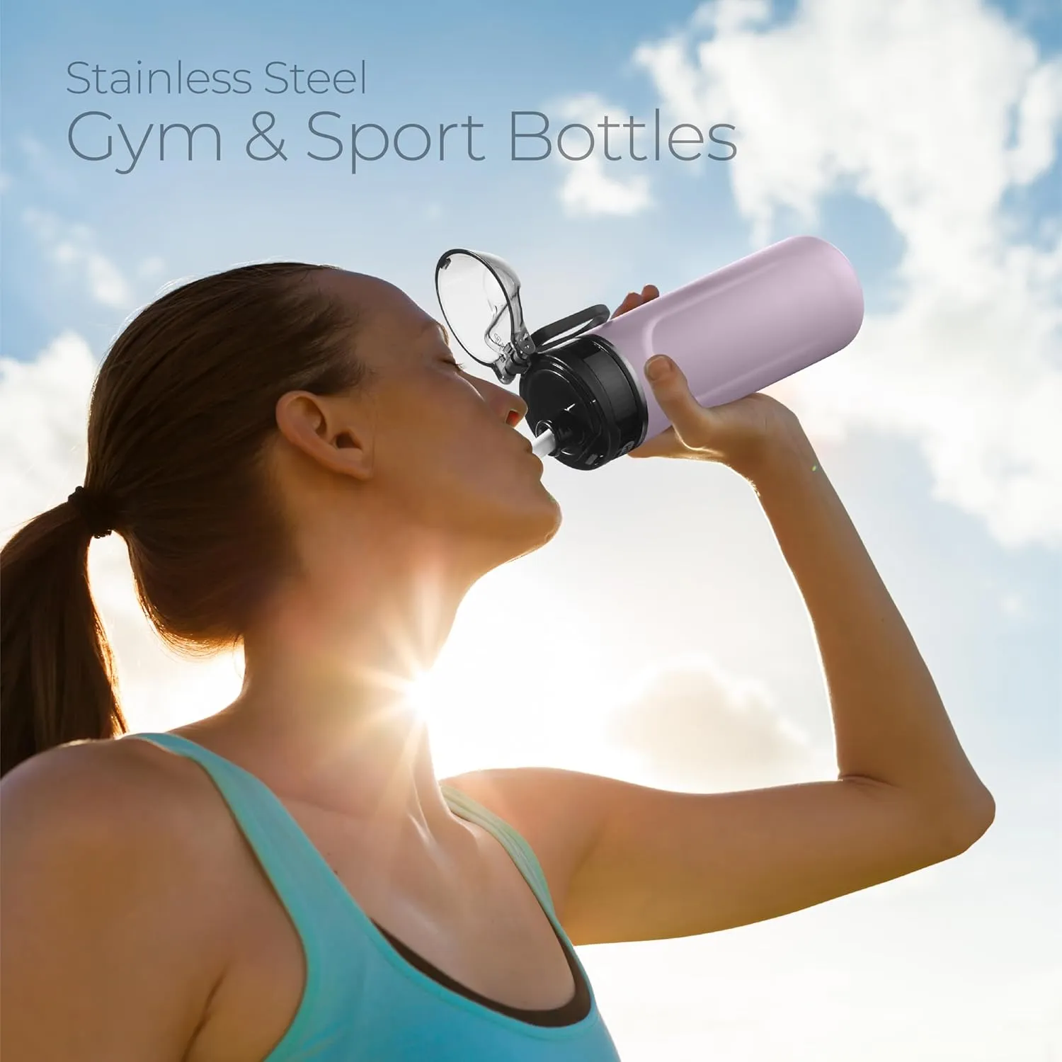 SipX Triple-Insulated Stainless Steel Water Bottle - 18oz. With Straw Lid, BPA-Free Reusable Insulated Water Bottle Keeps Cold For 12 Hours, Metal Water Bottle Made Of Sustainable Material For Hiking