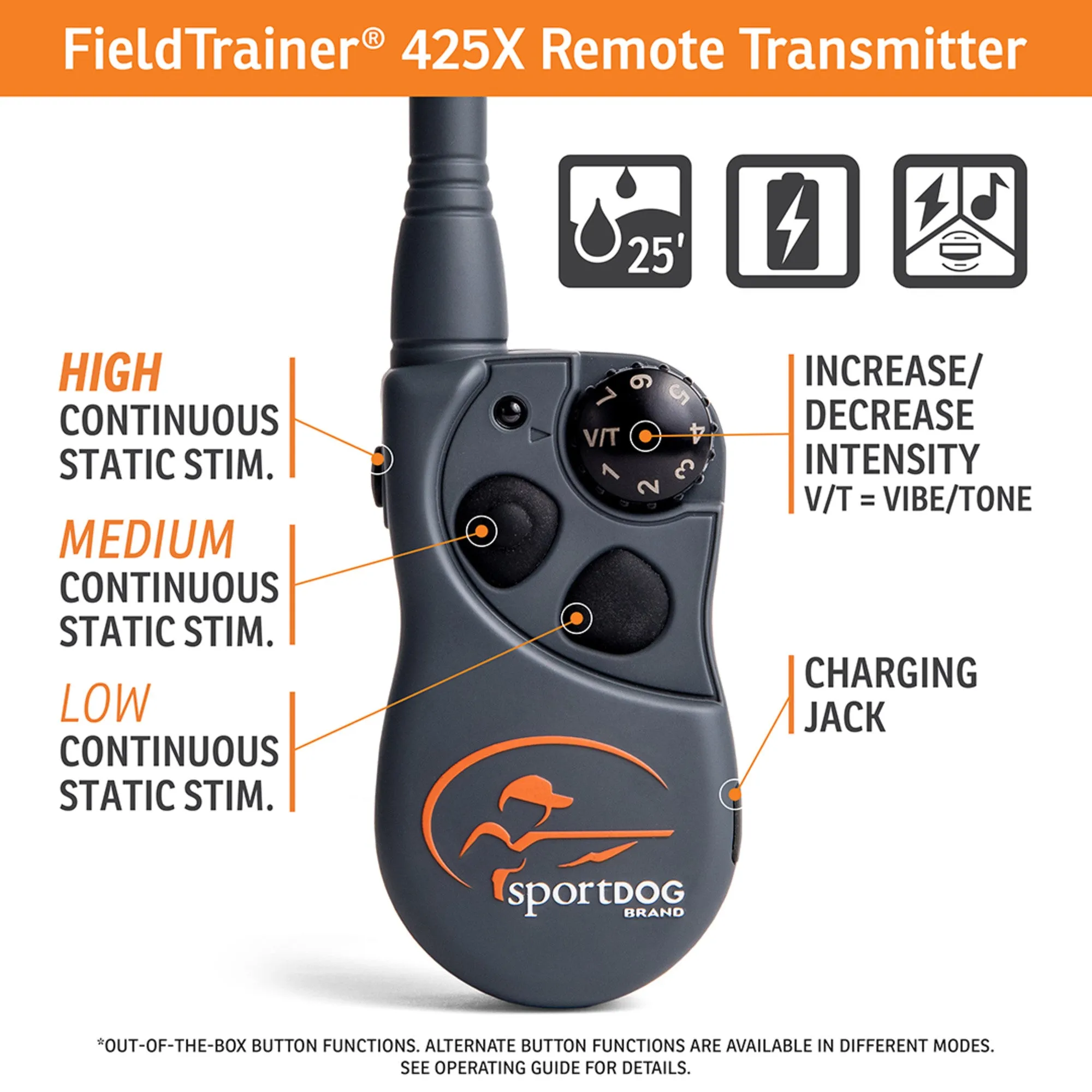 SportDOG Brand FieldTrainer 425X Remote Trainer - Rechargeable Dog Training Collar with Shock, Vibrate, and Tone - 500 Yard Range - SD-425X