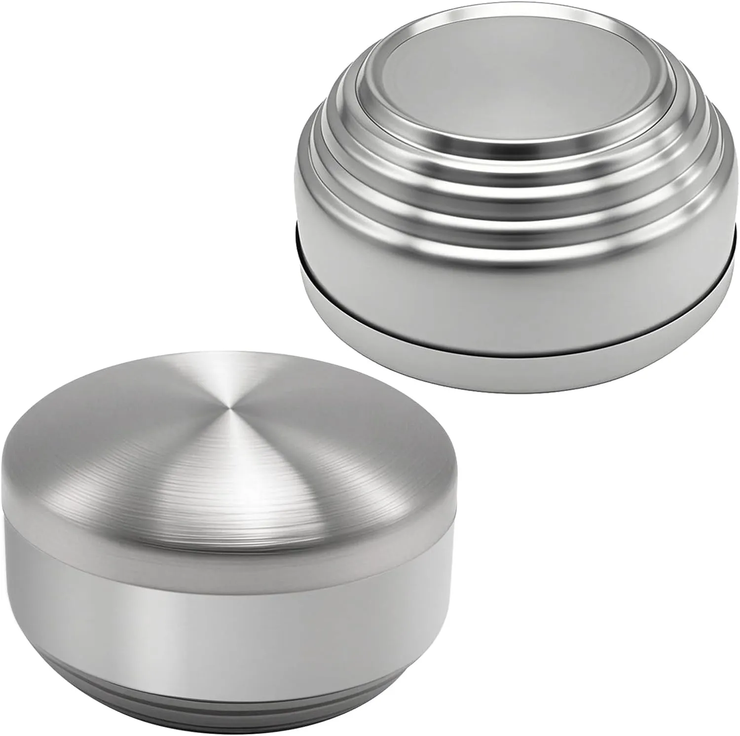 Stainless Steel Rice Bowl with Lid, Set of 2, for Korean Kitchen Restaurant, Double-walled Metal Bowls, Multi-Purpose Insulated Soup Bowls Snacks Bowls (13cm Silver)
