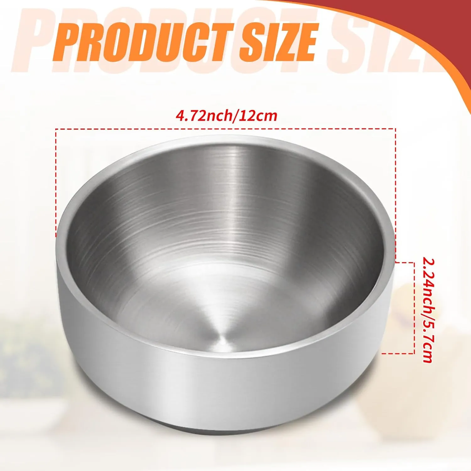 Stainless Steel Rice Bowl with Lid, Set of 2, for Korean Kitchen Restaurant, Double-walled Metal Bowls, Multi-Purpose Insulated Soup Bowls Snacks Bowls (13cm Silver)