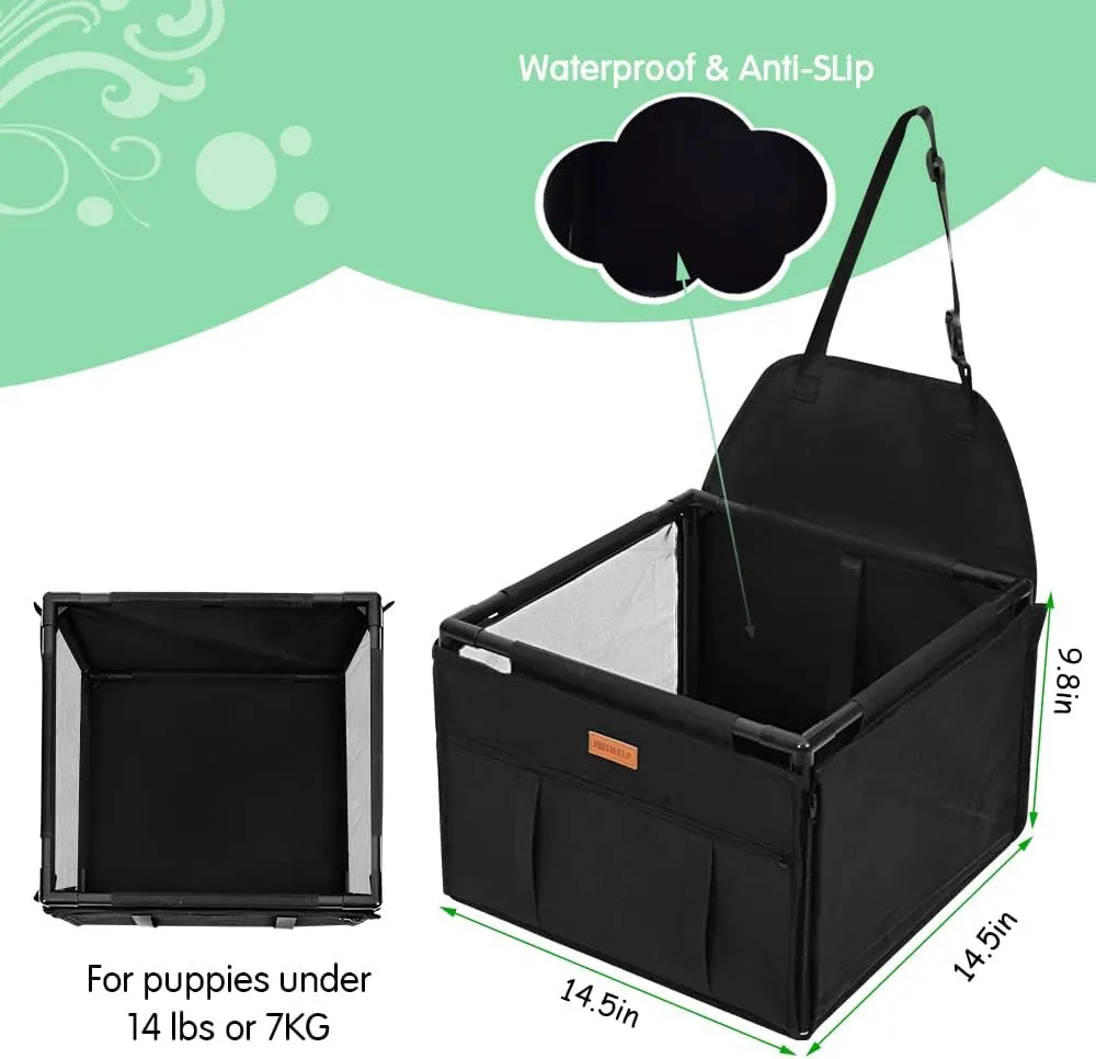 SWIHELP Dog Car Seat Puppy Portable Pet Booster Car Seat with Clip-On Safety Leash and Stable Fram, Anti-Collapse,Perfect for Small Pets