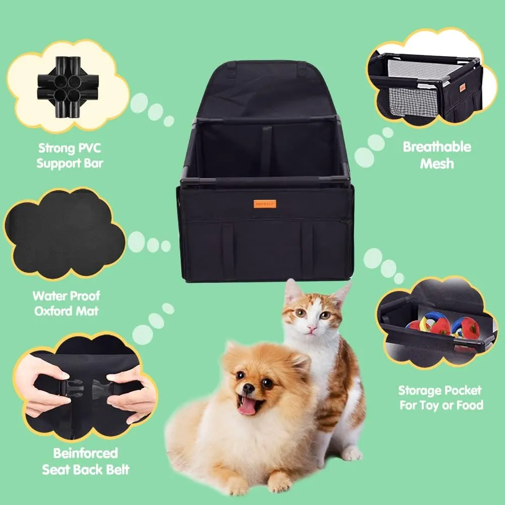 SWIHELP Dog Car Seat Puppy Portable Pet Booster Car Seat with Clip-On Safety Leash and Stable Fram, Anti-Collapse,Perfect for Small Pets