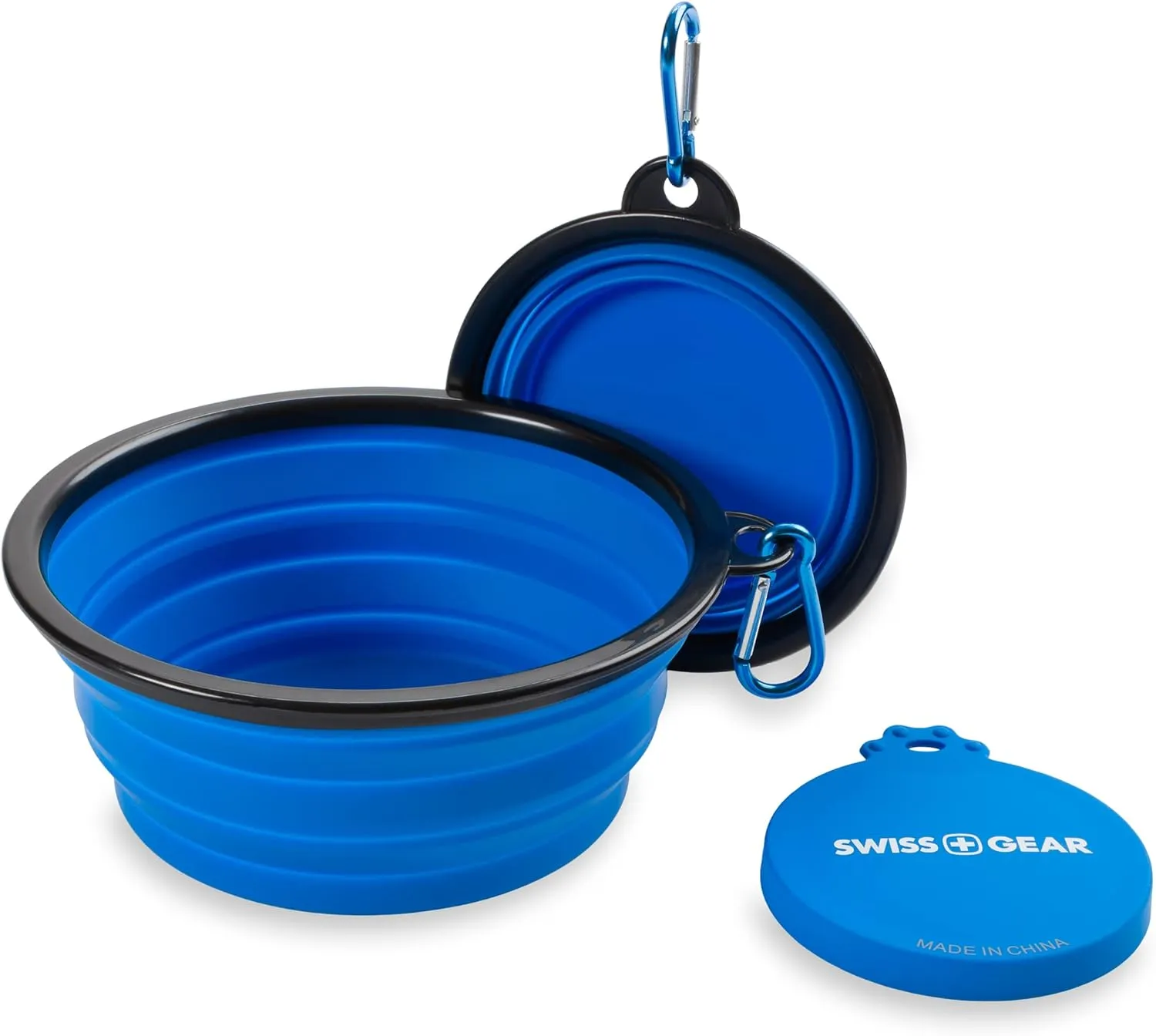 SwissGear 3335 2-Pack Collapsible Dog Bowls for Travel, with Can Lid Set - Blue