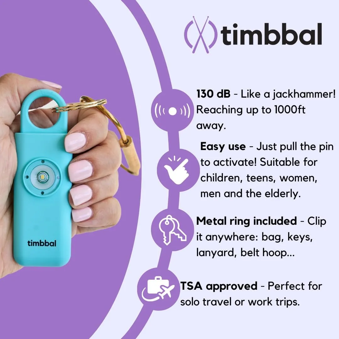 timbbal Personal Safety Alarm - 130dB Loud Siren with Strobe Light - Self Defense Alarm - 5 Colors Available (Black)