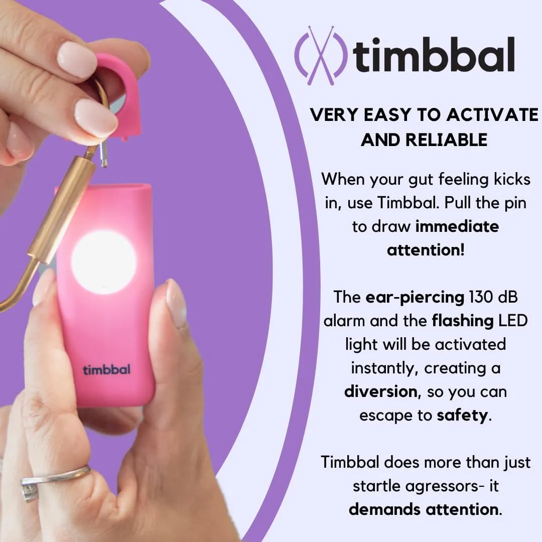 timbbal Personal Safety Alarm - 130dB Loud Siren with Strobe Light - Self Defense Alarm - 5 Colors Available (Black)