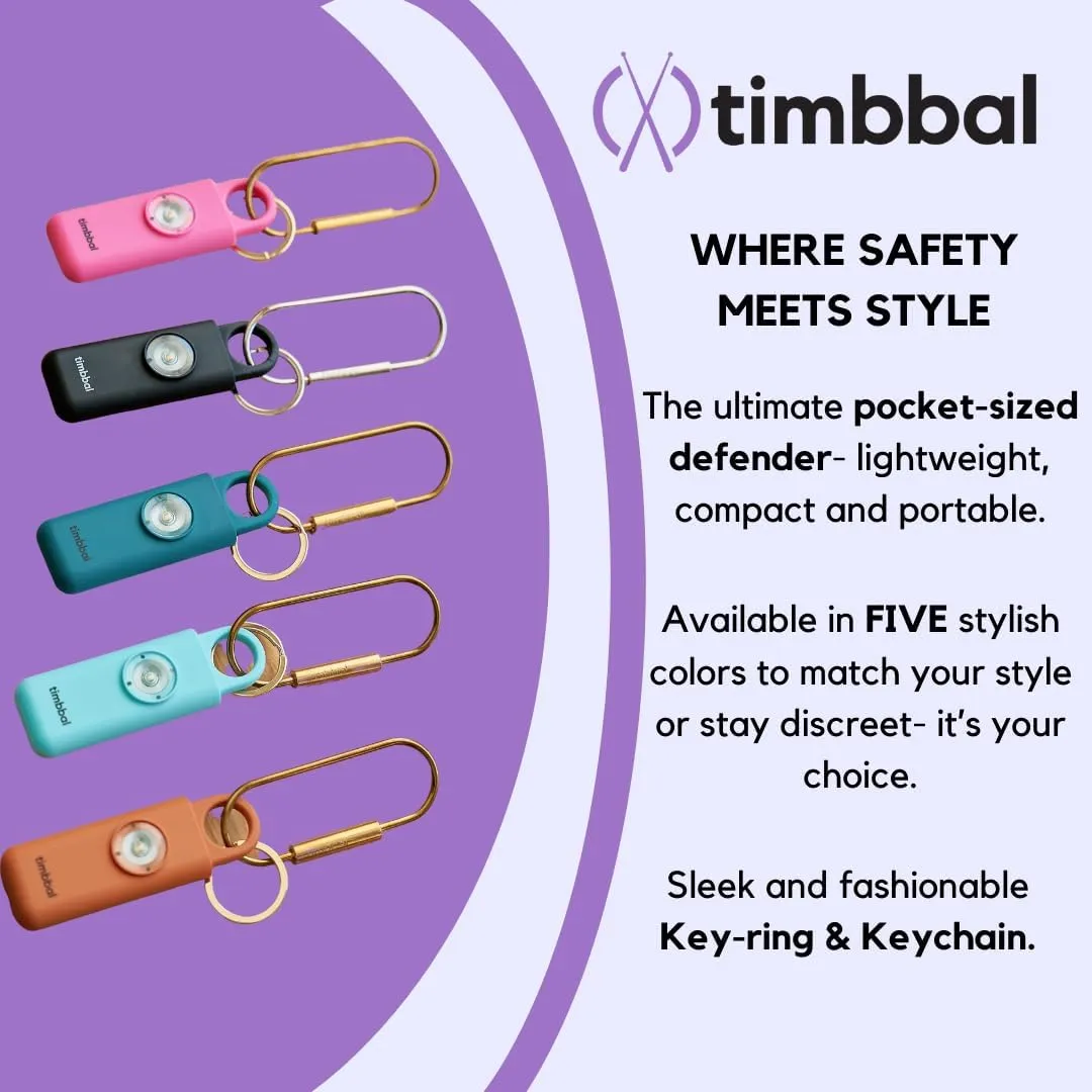 timbbal Personal Safety Alarm - 130dB Loud Siren with Strobe Light - Self Defense Alarm - 5 Colors Available (Black)