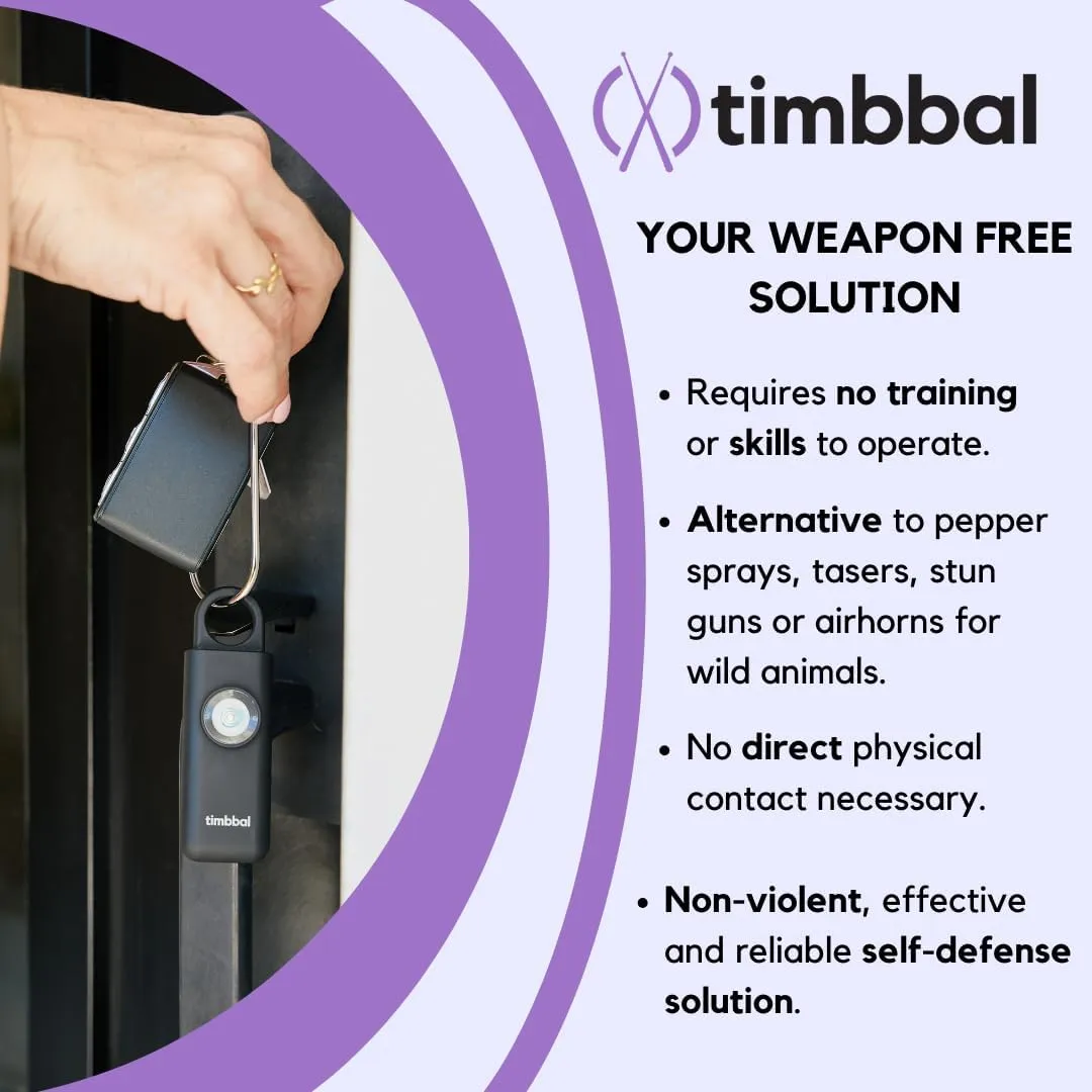 timbbal Personal Safety Alarm - 130dB Loud Siren with Strobe Light - Self Defense Alarm - 5 Colors Available (Black)