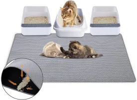 Unicorn Catcher Cat Litter Mat Double Layer Litter Mat Non-Slip Litter Box Mat Waterproof and Urine-Proof Cat Litter Mat Litter Trapping Mat Grey Kitty Litter Mat Easy to Clean, 46x27in