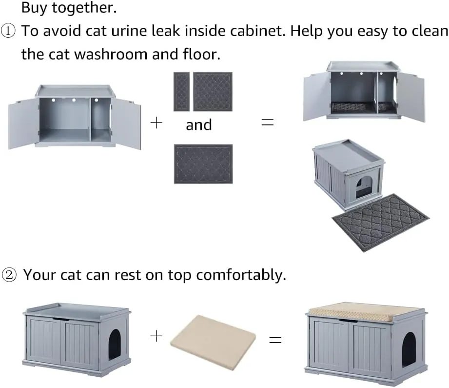 unipaws Cat Litter Box Enclosure Furniture, Cat Washroom, Hidden Litter Box Cover, Cabinet for Large Cat, Dog Proof Cat Litter Boxes, Hideaway Litter Box, Cat House, Grey