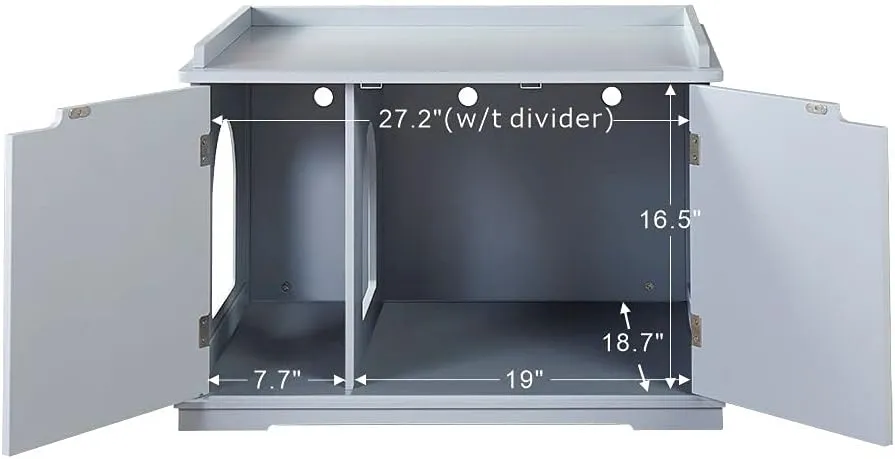 unipaws Cat Litter Box Enclosure Furniture, Cat Washroom, Hidden Litter Box Cover, Cabinet for Large Cat, Dog Proof Cat Litter Boxes, Hideaway Litter Box, Cat House, Grey
