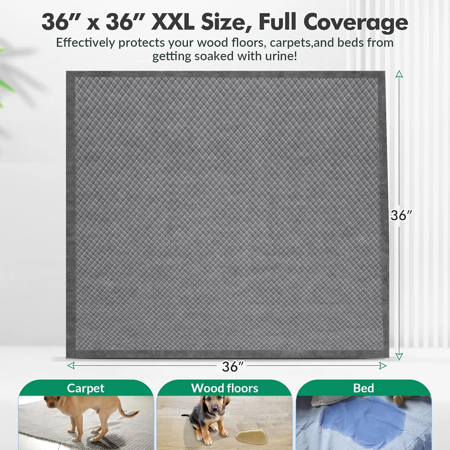 Upgraded Charcoal Puppy Pads, Thicken XXL 36x36 Pee Pads for Dogs, Super Absorbent Up to 12Cups, Odor Control & Leak Proof Dog Training Pads for Surgery, Older,Puppy, 30 Counts