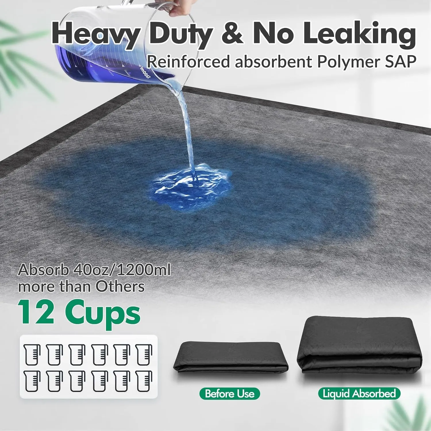 Upgraded Charcoal Puppy Pads, Thicken XXL 36x36 Pee Pads for Dogs, Super Absorbent Up to 12Cups, Odor Control & Leak Proof Dog Training Pads for Surgery, Older,Puppy, 30 Counts