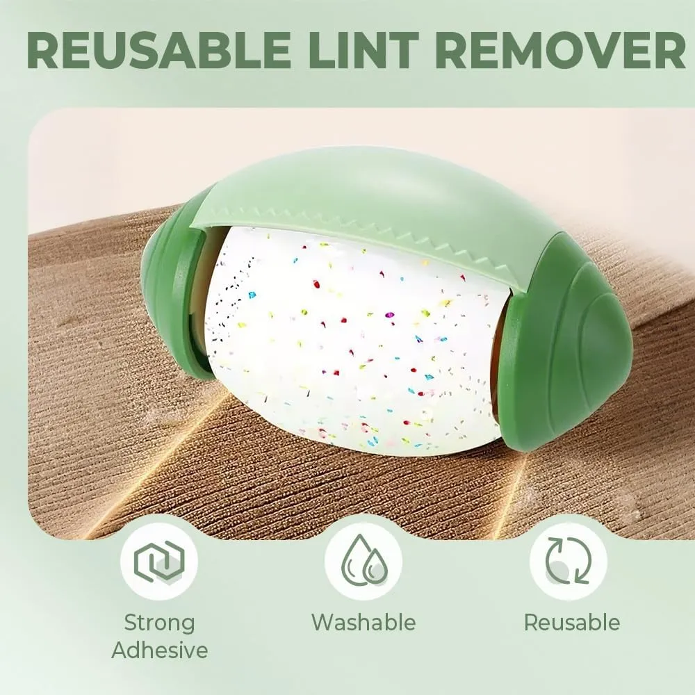 Washable Lint Roller, 2025 Portable & Reusable Lints Rollers, Reusable Washable Lints Rollers, Travel Lint Roller Mini Lint Removers for Hair for Clothes, Pet Hairs, Carseats (Green, 1pcs)