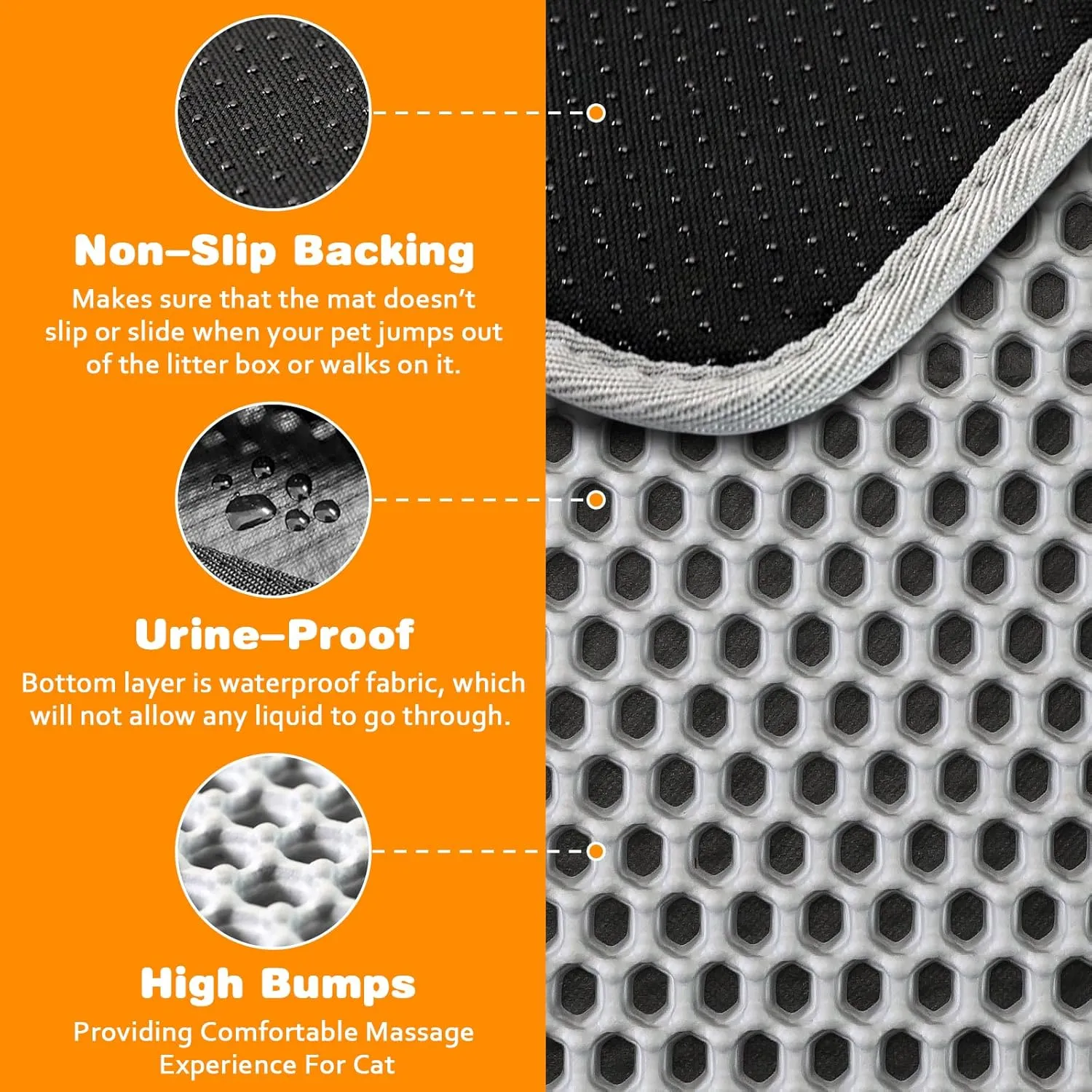 Waterproof Cat Litter Mat, Double Layer EVA, Odor-Free Large Grid, Urine Proof, Easy Cleanup (Blue, 12 x 18)