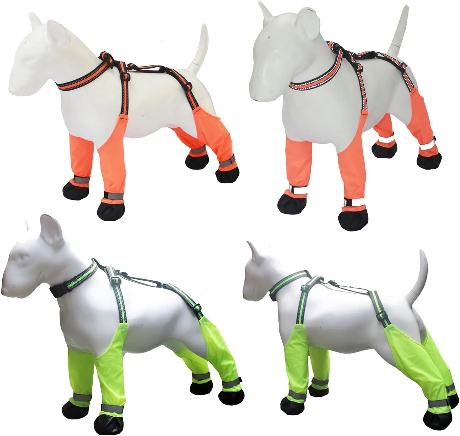 Waterproof Dog Boots, Anti-Slip Adjustable Dog Pet Paw Protectors, Reflective Dog Boots with Suspenders, Dirty-Proof Dog Shoes for Small Medium Large Dogs Outdoor Walking Running Hiking Green XL
